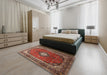 Traditional Saffron Red Medallion Rug in a Bedroom, tr251