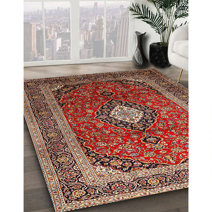 Machine Washable Traditional Saffron Red Rug in a Family Room, wshtr251