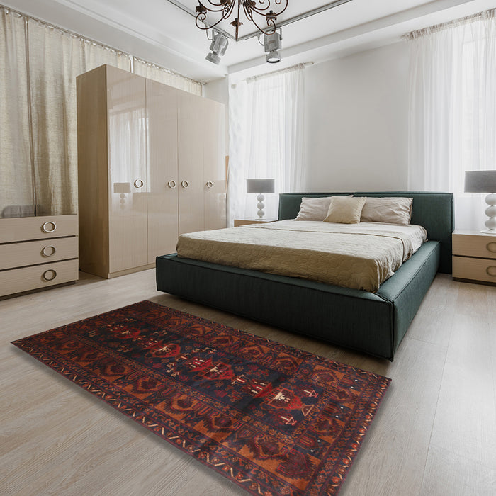 Traditional Bakers Brown Persian Rug in a Bedroom, tr2520