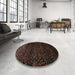 Round Machine Washable Traditional Dark Brown Rug in a Office, wshtr2521