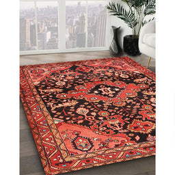 Machine Washable Traditional Tomato Red Rug in a Family Room, wshtr2524