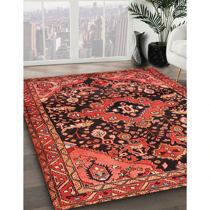 Machine Washable Traditional Tomato Red Rug in a Family Room, wshtr2524