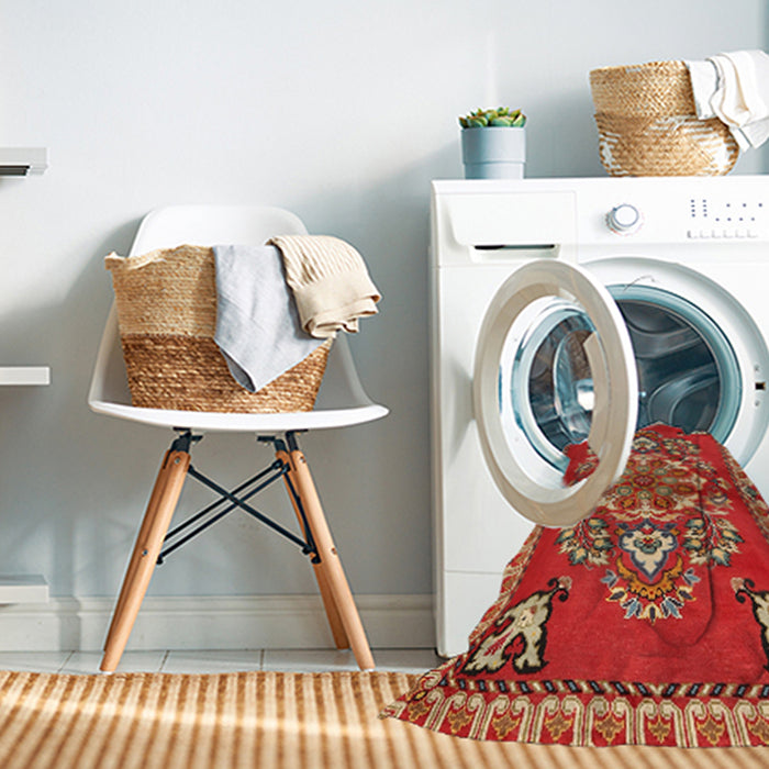 Machine Washable Traditional Red Rug in a Washing Machine, wshtr2525