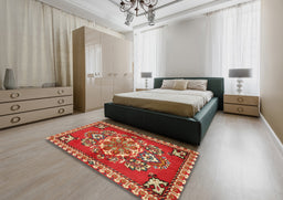 Traditional Red Persian Rug in a Bedroom, tr2525