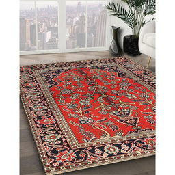 Traditional Camel Brown Persian Rug in Family Room, tr2527