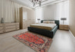 Traditional Camel Brown Persian Rug in a Bedroom, tr2527