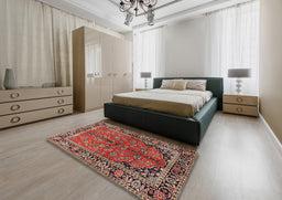 Traditional Camel Brown Persian Rug in a Bedroom, tr2527