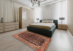 Traditional Bronze Brown Persian Rug in a Bedroom, tr2528