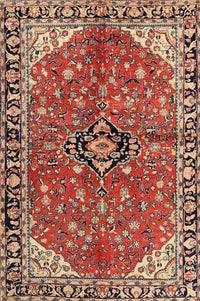 Machine Washable Traditional Saffron Red Rug, wshtr2529