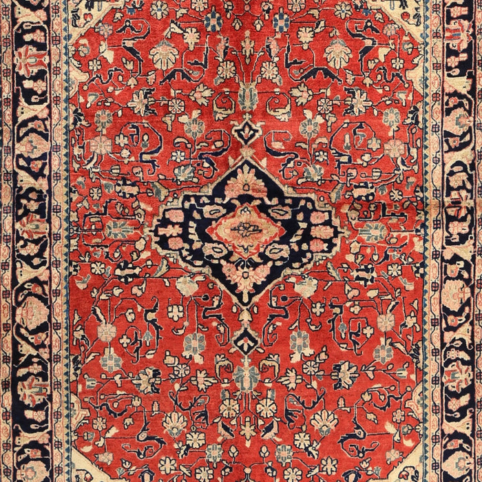 Machine Washable Traditional Saffron Red Rug, wshtr2529