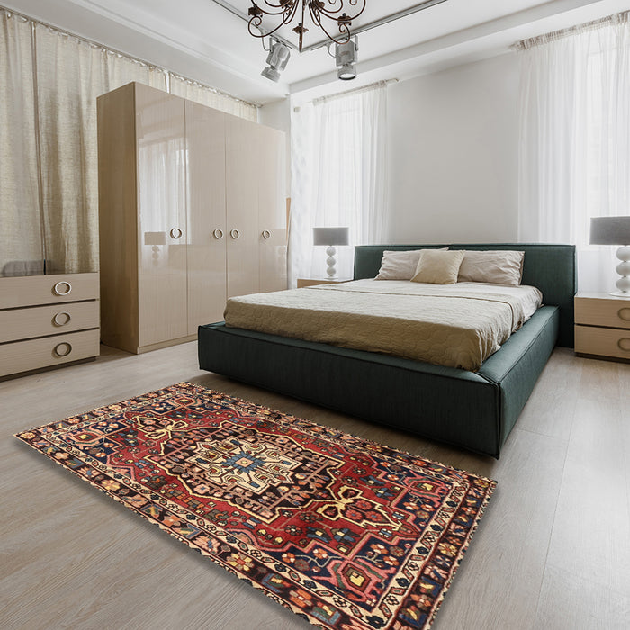 Machine Washable Traditional Peru Brown Rug in a Bedroom, wshtr2530