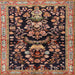 Round Machine Washable Traditional Peru Brown Rug, wshtr2532