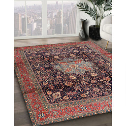 Traditional Camel Brown Medallion Rug in Family Room, tr2533