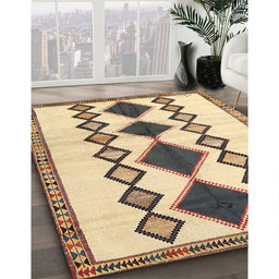 Traditional Sienna Brown Southwestern Rug in Family Room, tr2536