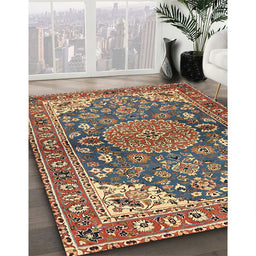 Machine Washable Traditional Brown Red Rug in a Family Room, wshtr2539