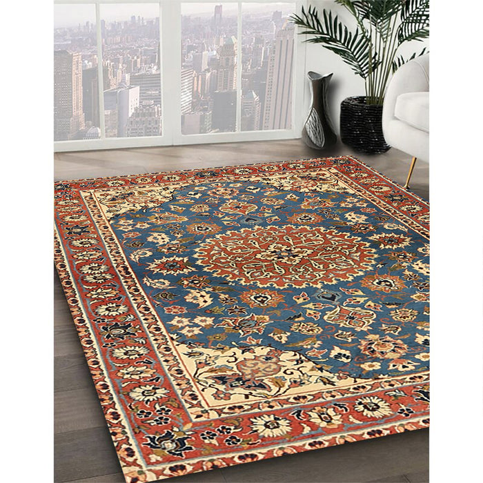 Traditional Brown Red Persian Rug in Family Room, tr2539