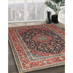 Traditional Camel Brown Medallion Rug in Family Room, tr253