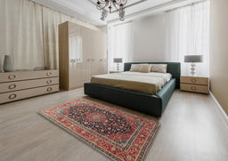 Traditional Camel Brown Medallion Rug in a Bedroom, tr253