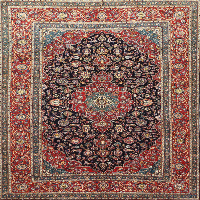 Square Traditional Camel Brown Medallion Rug, tr253