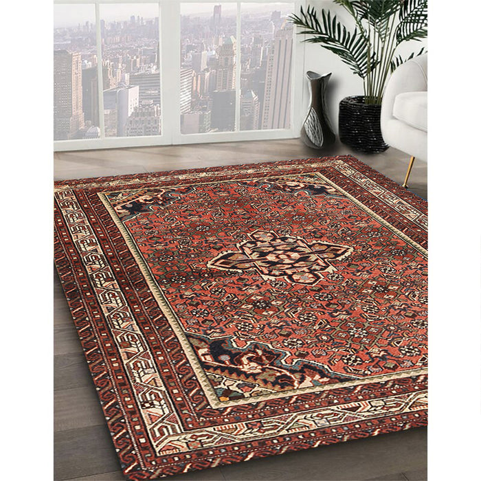 Machine Washable Traditional Saffron Red Rug in a Family Room, wshtr2540
