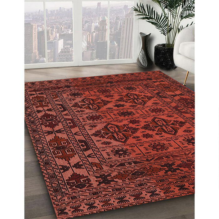 Traditional Crimson Red Persian Rug in Family Room, tr2542