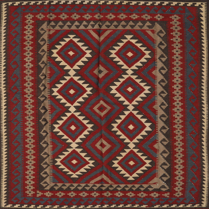 Round Machine Washable Traditional Brown Rug, wshtr2543