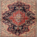 Round Machine Washable Traditional Vermilion Red Rug, wshtr2547