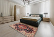 Machine Washable Traditional Vermilion Red Rug in a Bedroom, wshtr2547