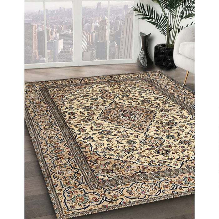 Machine Washable Traditional Dark Brown Rug in a Family Room, wshtr2548
