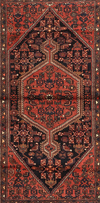 Machine Washable Traditional Brown Red Rug, wshtr2549