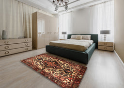 Traditional Bronze Brown Persian Rug in a Bedroom, tr2550