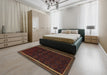 Traditional Dark Brown Persian Rug in a Bedroom, tr2551