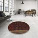 Round Machine Washable Traditional Dark Brown Rug in a Office, wshtr2551