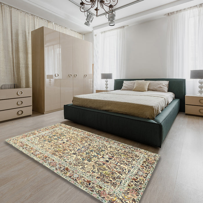 Traditional Brown Persian Rug in a Bedroom, tr2552
