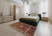 Traditional Saffron Red Persian Rug in a Bedroom, tr2553