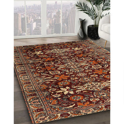 Machine Washable Traditional Saffron Red Rug in a Family Room, wshtr2553