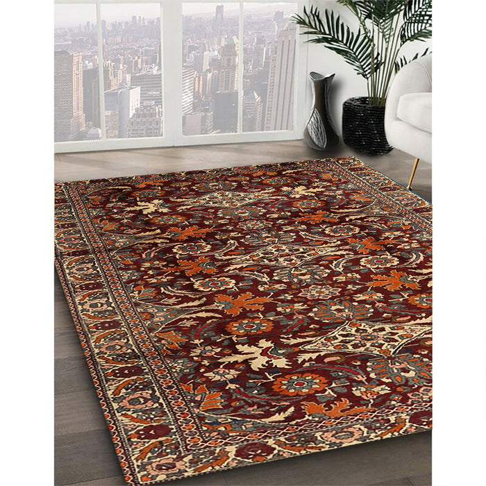 Machine Washable Traditional Saffron Red Rug in a Family Room, wshtr2553