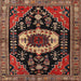 Square Traditional Orange Brown Medallion Rug, tr2554