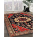 Traditional Orange Brown Medallion Rug in Family Room, tr2554