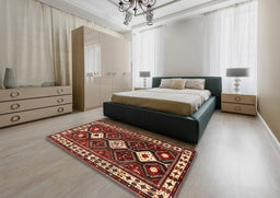 Traditional Orange Brown Persian Rug in a Bedroom, tr2555