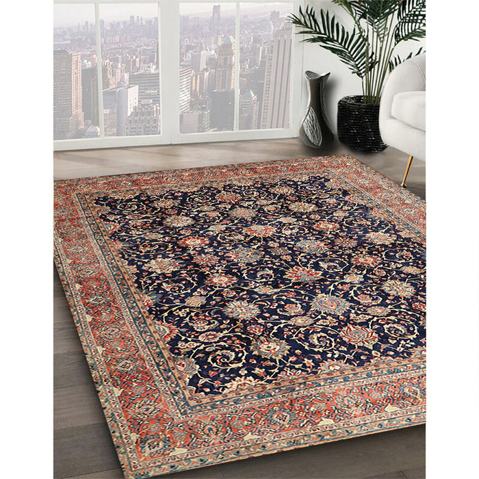 Machine Washable Traditional Bakers Brown Rug in a Family Room, wshtr2556