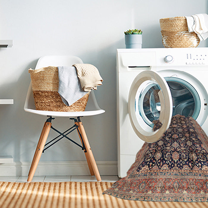Machine Washable Traditional Bakers Brown Rug in a Washing Machine, wshtr2556
