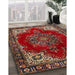 Traditional Dark Gold Brown Medallion Rug in Family Room, tr2557