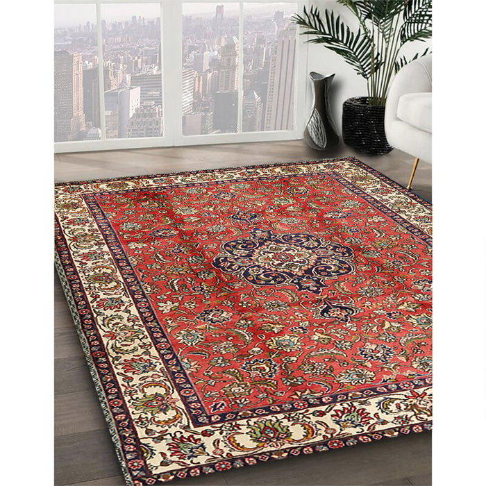 Traditional Red Persian Rug in Family Room, tr2558
