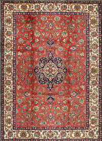 Machine Washable Traditional Tomato Red Rug, wshtr2558