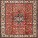 Round Machine Washable Traditional Tomato Red Rug, wshtr2558