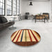 Round Machine Washable Traditional Tomato Red Rug in a Office, wshtr255