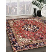 Traditional Saffron Red Medallion Rug, tr2560