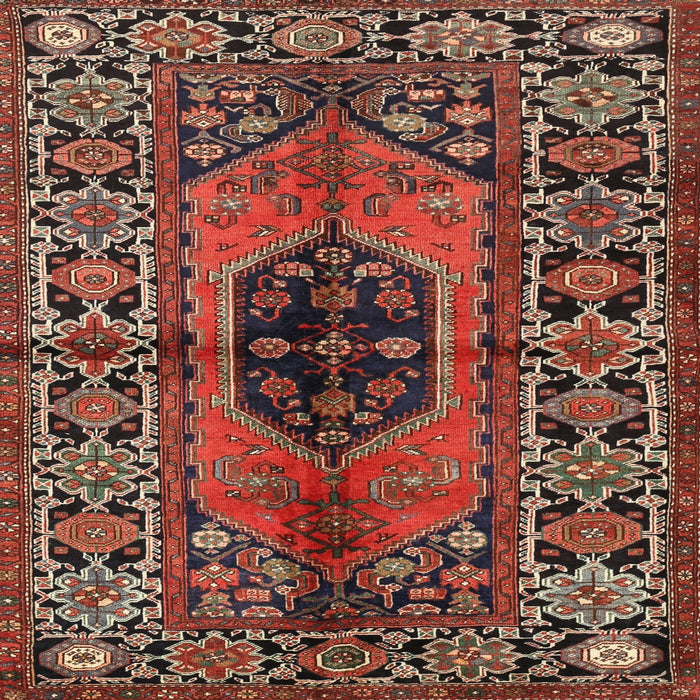 Round Machine Washable Traditional Saffron Red Rug, wshtr2562