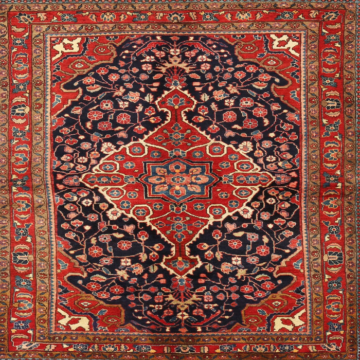 Square Traditional Gold Brown Medallion Rug, tr2563